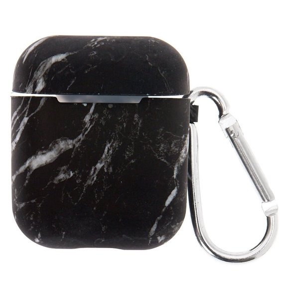 Claires Black Marble Silicone Wireless Earbud Case Cover Compatible with Airpod - Picture 1 of 1